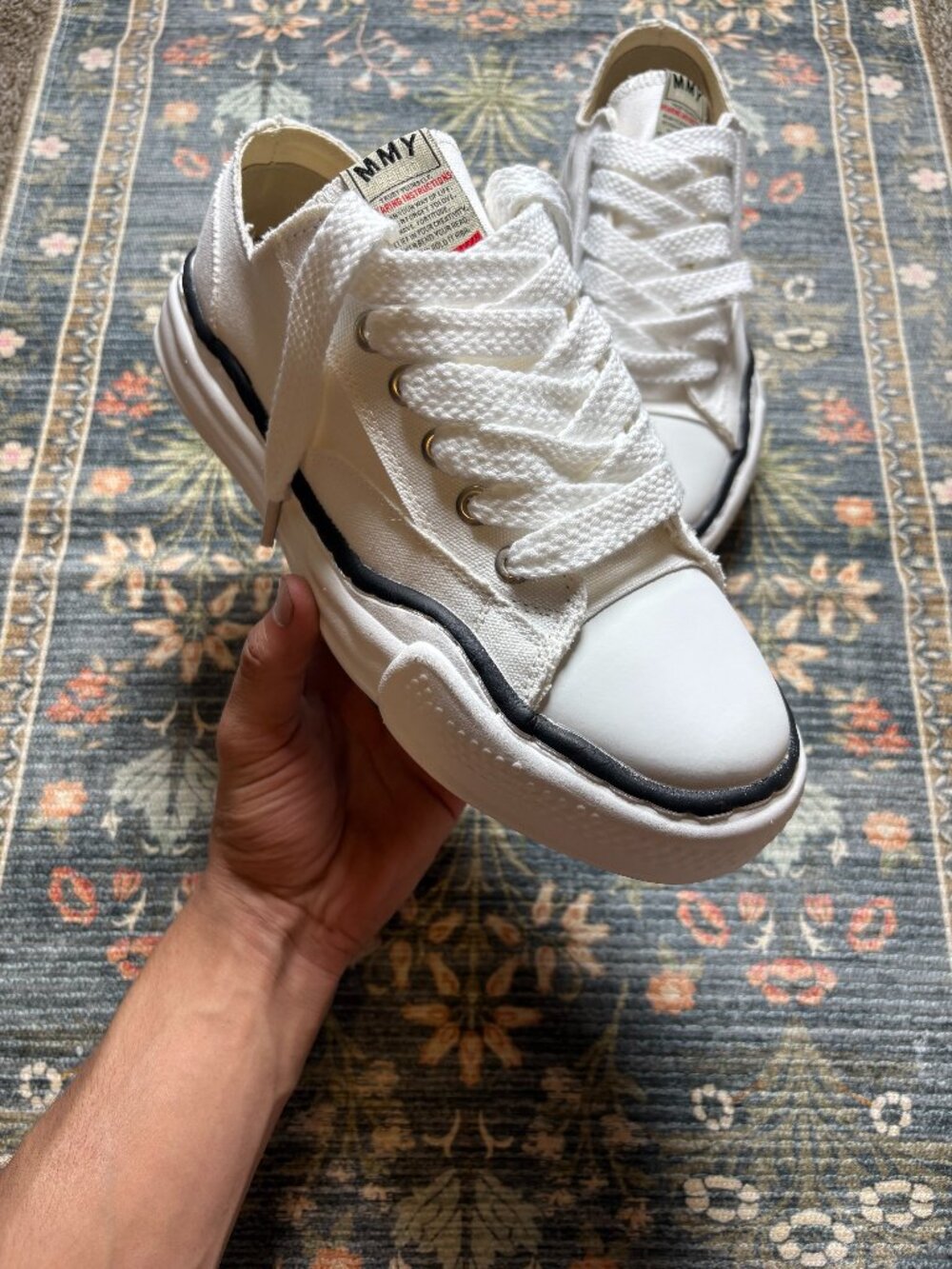 Maison Mihara Yasuhiro Blakey OG Sole Low — Triple White Canvas, EU 44 / US 11